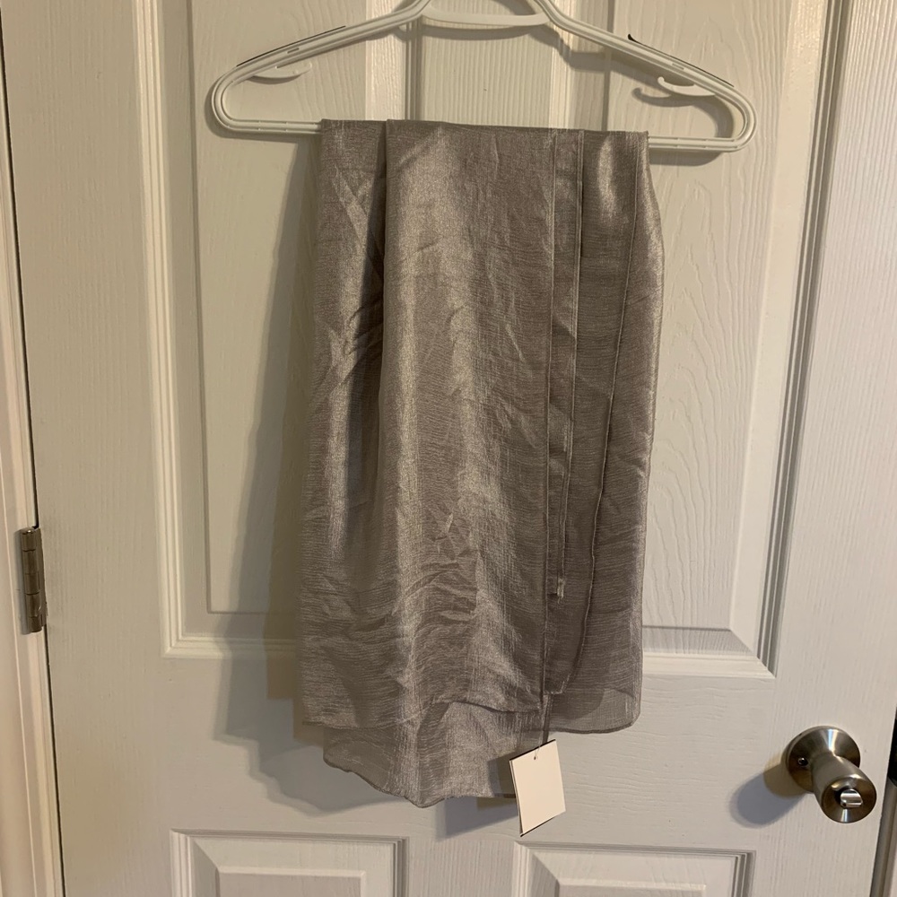 NWT Faux silk silver scarf